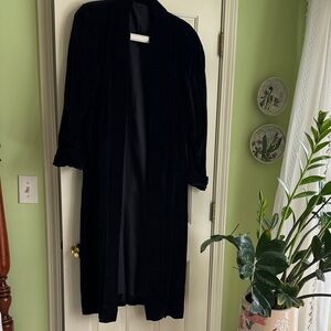 Elegant Black Velvet Long Coat